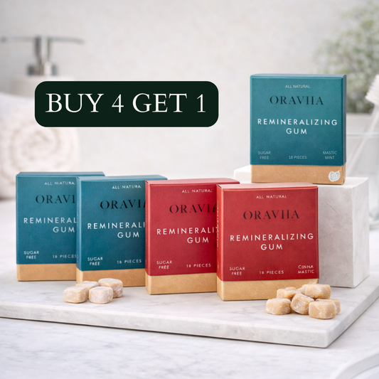 Oraviia 5 box bundle oral care chewing gum bundle buy 4 get 1 free offer 